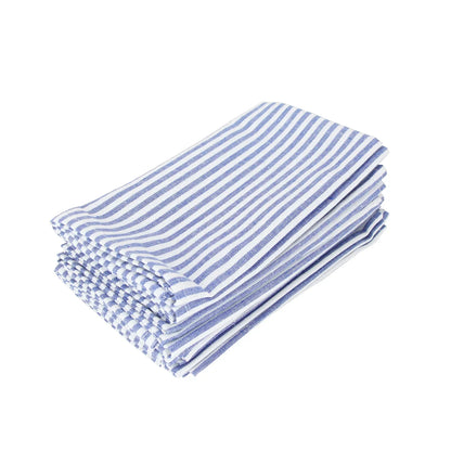 Plain Striped Cotton Linen Blend Table Napkins Set of 12 Cloth Napkins | Bowlift