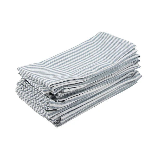 Plain Striped Cotton Linen Blend Table Napkins Set of 12 Cloth Napkins | Bowlift