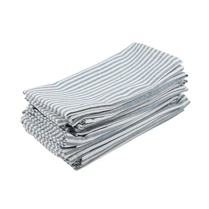 Plain Striped Cotton Linen Blend Table Napkins Set of 12 Cloth Napkins | Bowlift