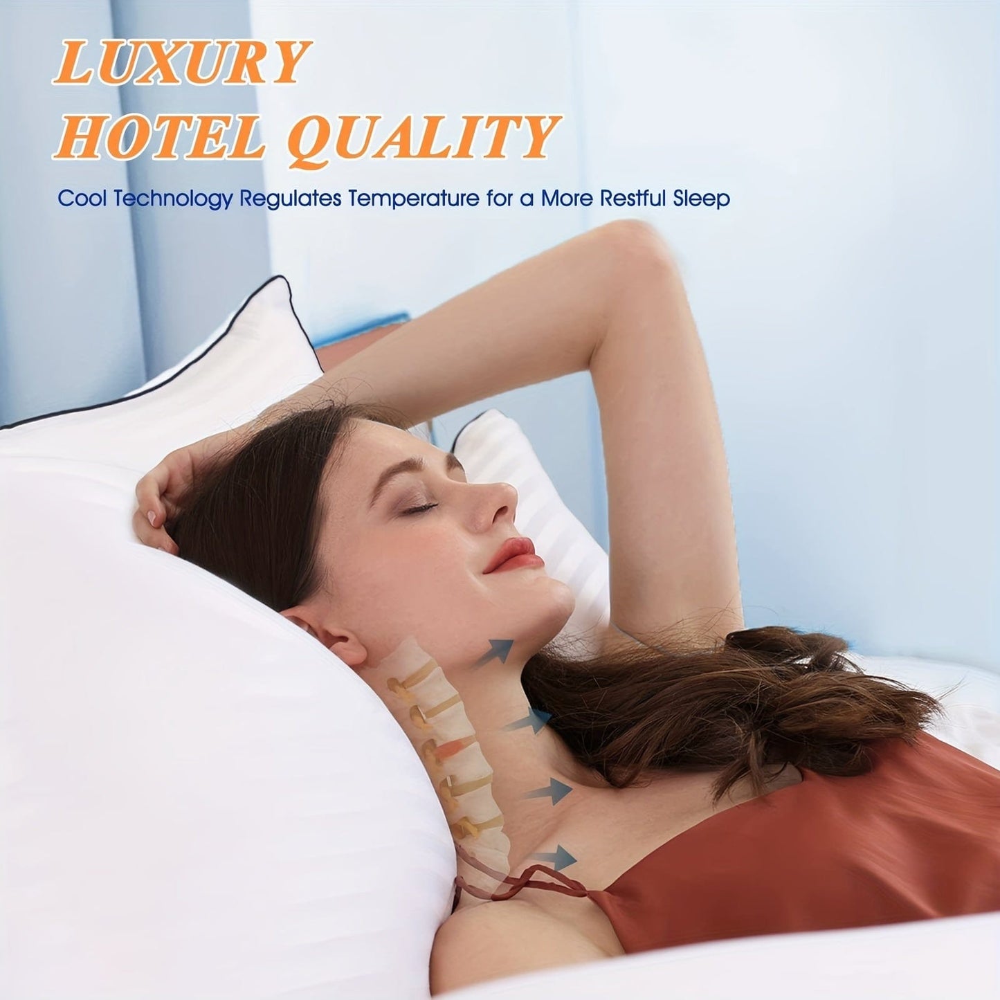 1 Piece Luxury Hotel Quality Pillow - Cooling & Supportive - Perfect For Bedrooms Guest Rooms - Soft Down Alternative Filling For Back, Stomach & Side Sleepers | Karnz
