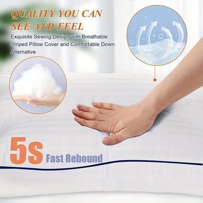 1 Piece Luxury Hotel Quality Pillow - Cooling & Supportive - Perfect For Bedrooms Guest Rooms - Soft Down Alternative Filling For Back, Stomach & Side Sleepers | Karnz