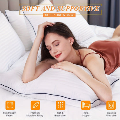 1 Piece Luxury Hotel Quality Pillow - Cooling & Supportive - Perfect For Bedrooms Guest Rooms - Soft Down Alternative Filling For Back, Stomach & Side Sleepers | Karnz