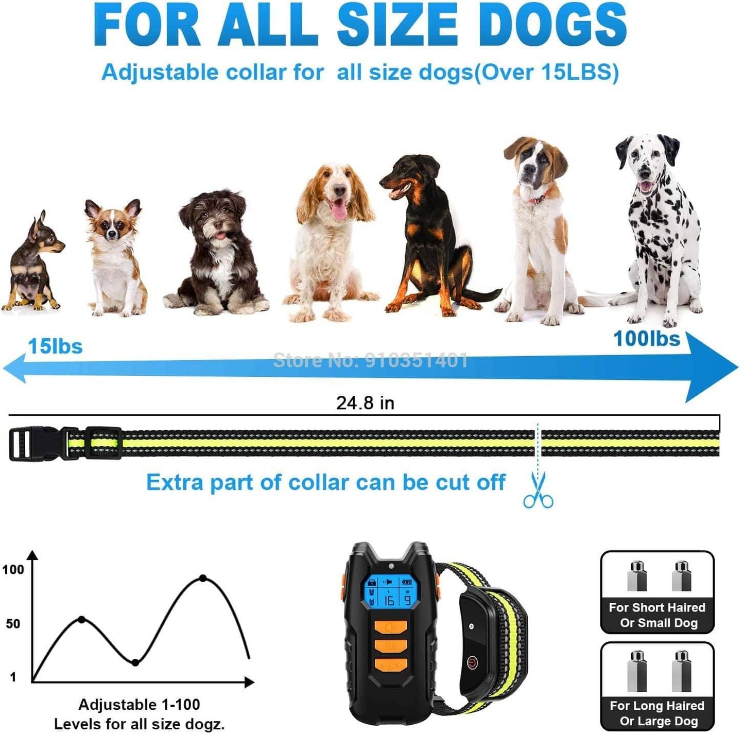 Dogreat Electric Dog Training Collar Shock Pet Remote Control Waterproof Rechargeable For All Sizes Vibration Bark Stop Collars