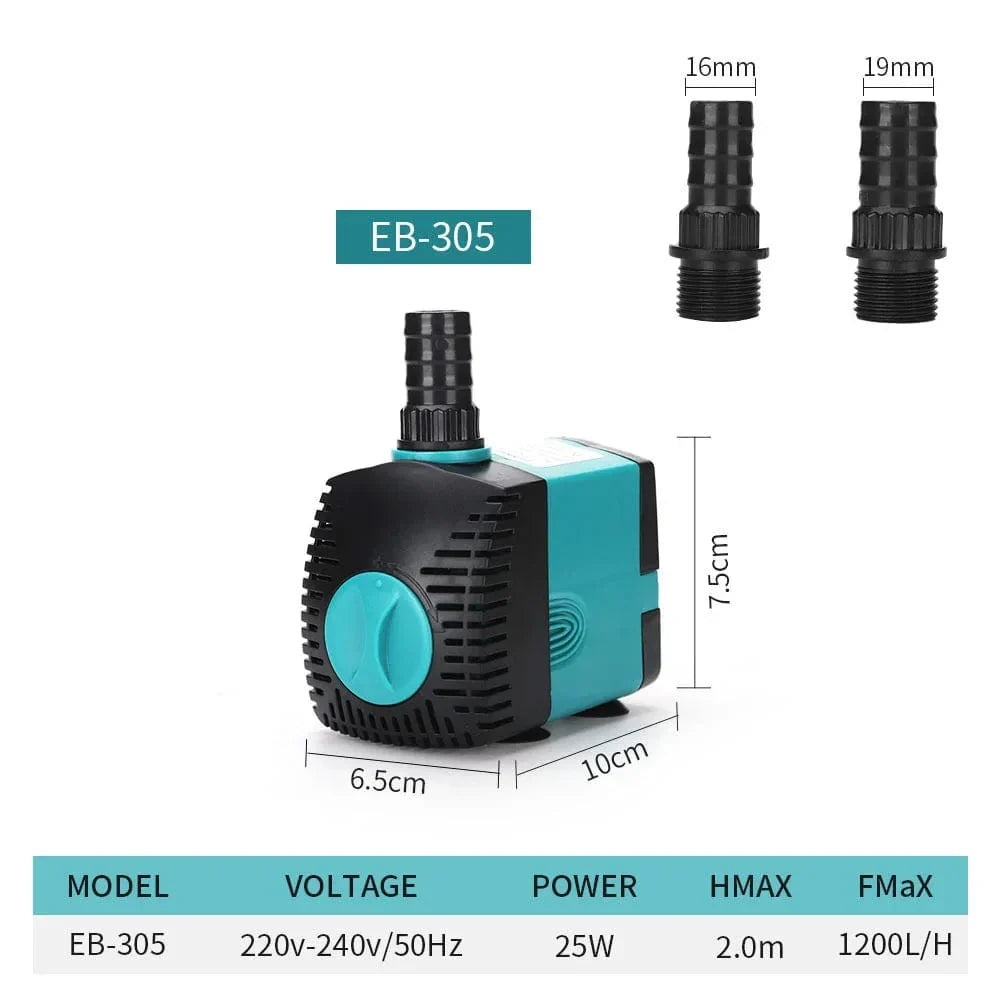 Ultra-Quiet 3-60W Submersible Water Fountain Pump Filter Fish Pond Aquarium Water Pump Tank Fountain EU US 220V-240V | Brehn