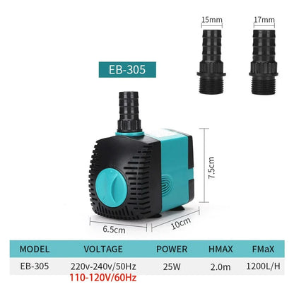 3-60W Ultra-Quiet Submersible Water Pump Fountain Fish Pond Aquarium Water Pump Filter Fish Tank Fountain Pump 220V-240V/110V | Skanto