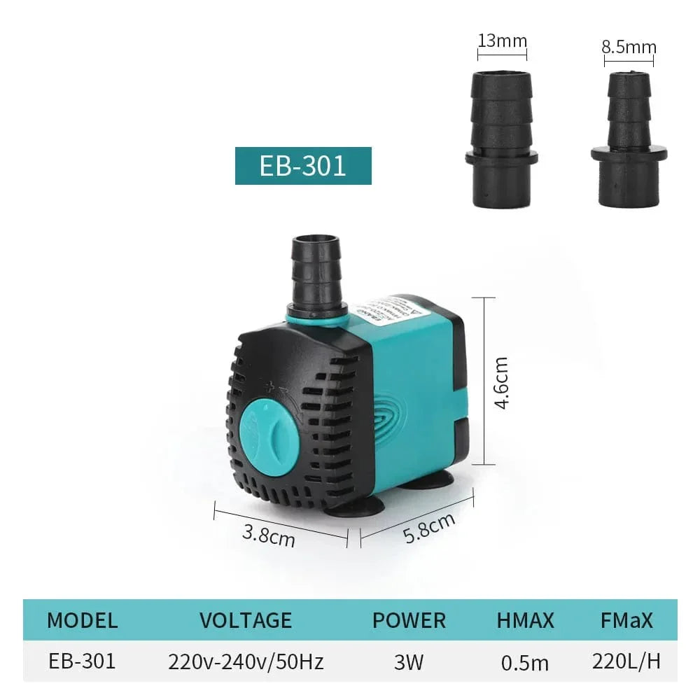 Ultra-Quiet 3-60W Submersible Water Fountain Pump Filter Fish Pond Aquarium Water Pump Tank Fountain EU US 220V-240V | Brehn