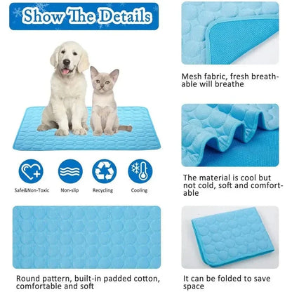 Dogs Self Cooling Mat Pet Cat Cooling Mat And Sleeping Pad For Pets Summer Cooling Pads Blanket Washable Ice Silk Breathable Mat | Brehn