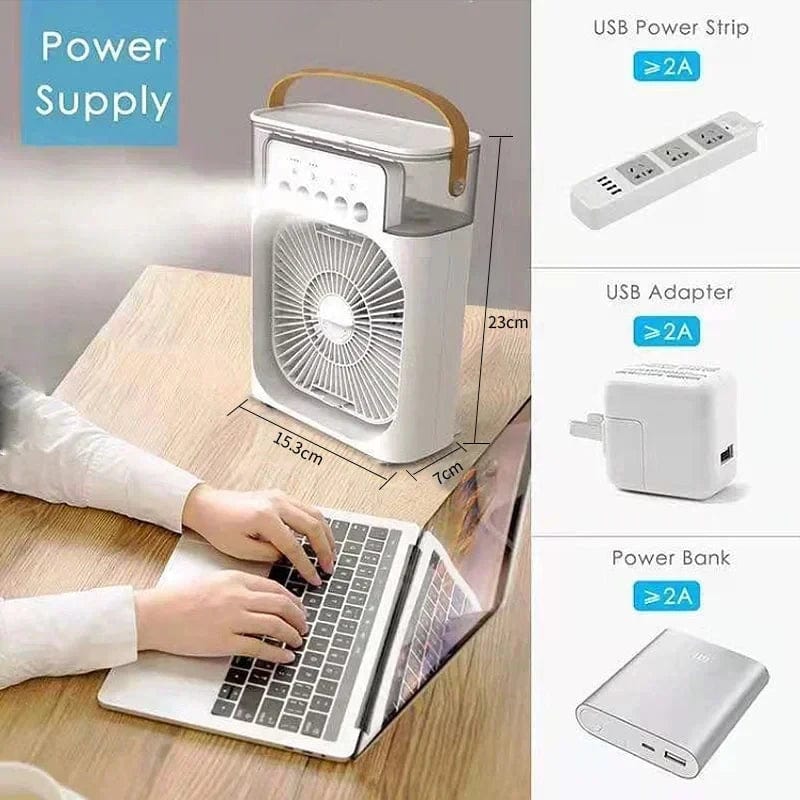 New 3-in-1 Fan Air Conditioner Household Mini Air Cooler LED Night Light Portable Humidifier Air Control Fan Office Home Fan | Karnz
