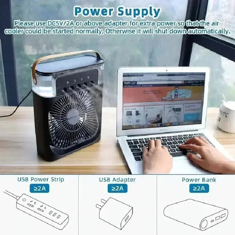 New 3-in-1 Fan Air Conditioner Household Mini Air Cooler LED Night Light Portable Humidifier Air Control Fan Office Home Fan | Karnz