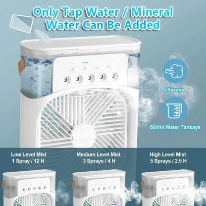 New 3-in-1 Fan Air Conditioner Household Mini Air Cooler LED Night Light Portable Humidifier Air Control Fan Office Home Fan | Karnz