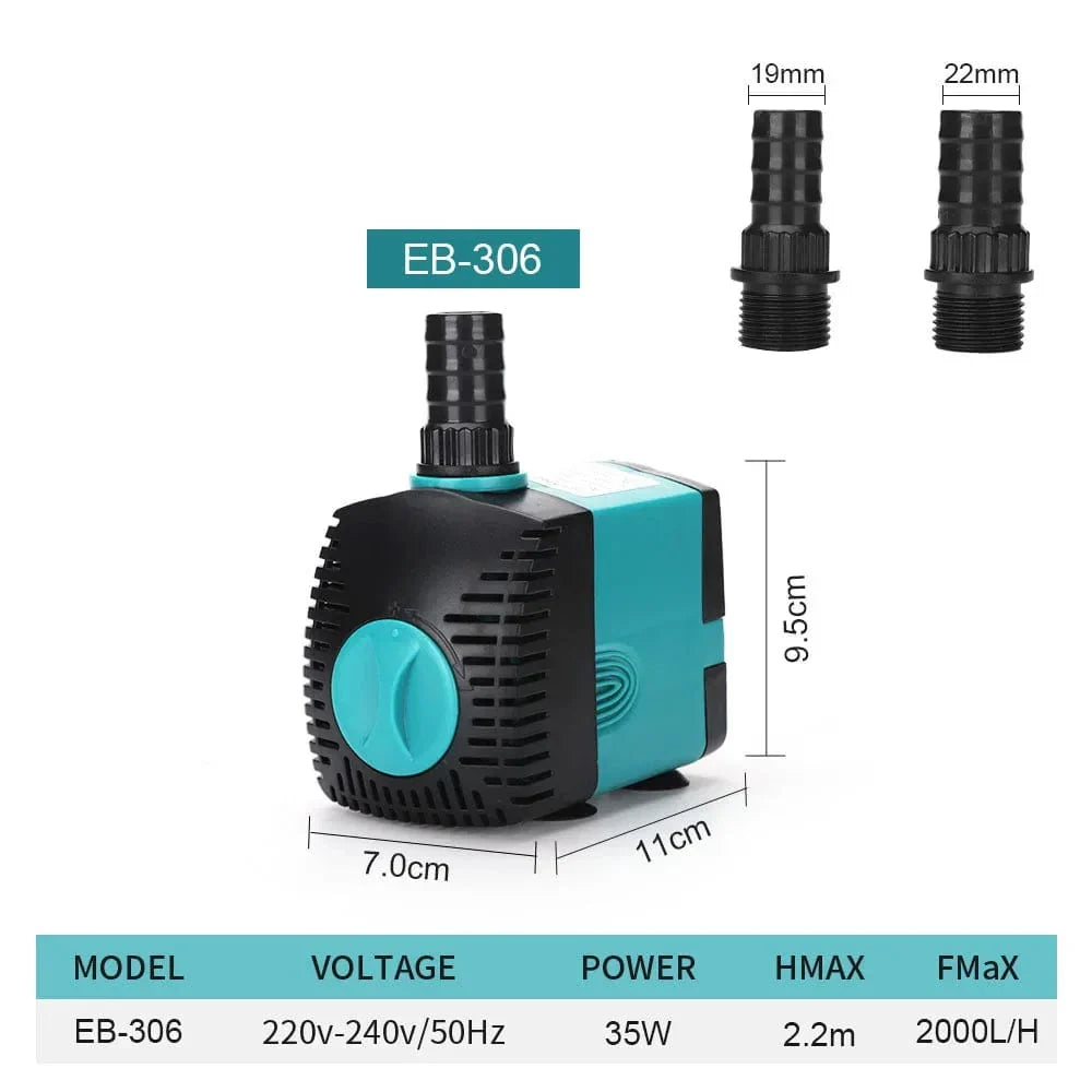 Ultra-Quiet 3-60W Submersible Water Fountain Pump Filter Fish Pond Aquarium Water Pump Tank Fountain EU US 220V-240V | Brehn