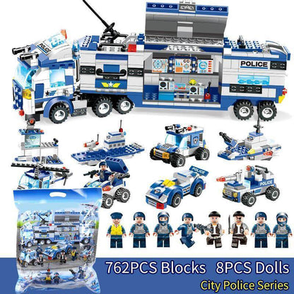 Skanto | 8 In 1 Police Car Station Building Block Series SWAT Toy Gift for Kids