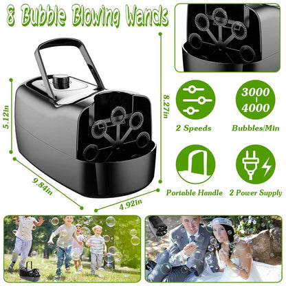 BowLift | Portable Bubble Machine with 2 Speeds Hand Grip 3000-4000 Bubbles per Minute Plug-powered Battery-powered