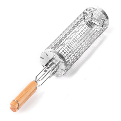 Portable Stainless Steel Rolling Grilling Basket BBQ Grill Accessory | Bowlift