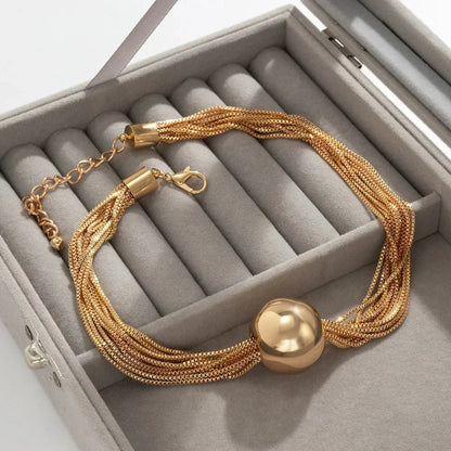 BowLift | Posh Multi Layered Chain Ball Necklace and Bracelet