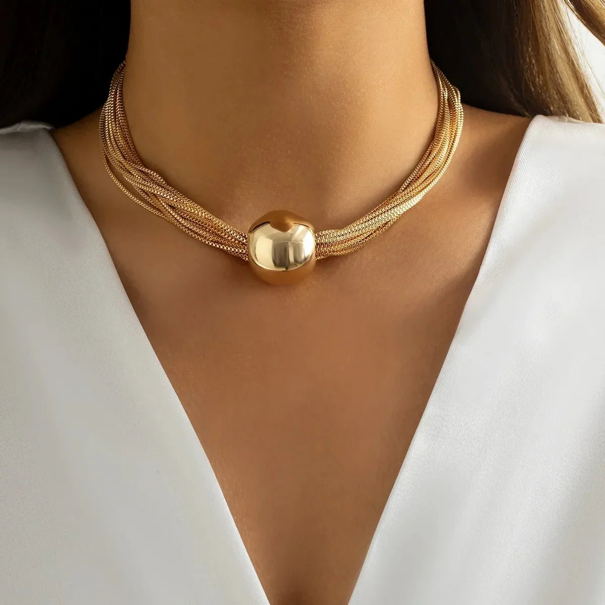 BowLift | Posh Multi Layered Chain Ball Necklace and Bracelet