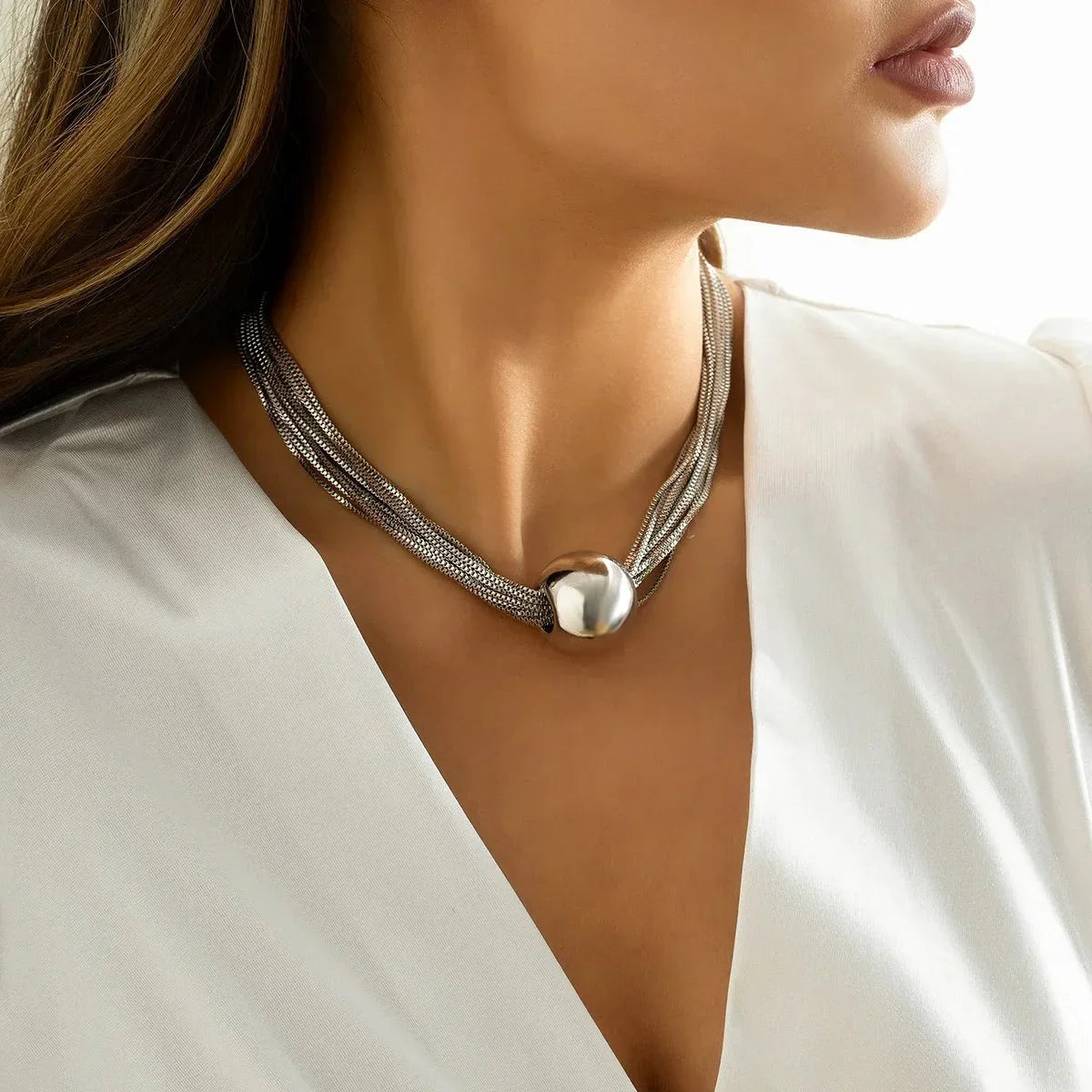 BowLift | Posh Multi Layered Chain Ball Necklace and Bracelet