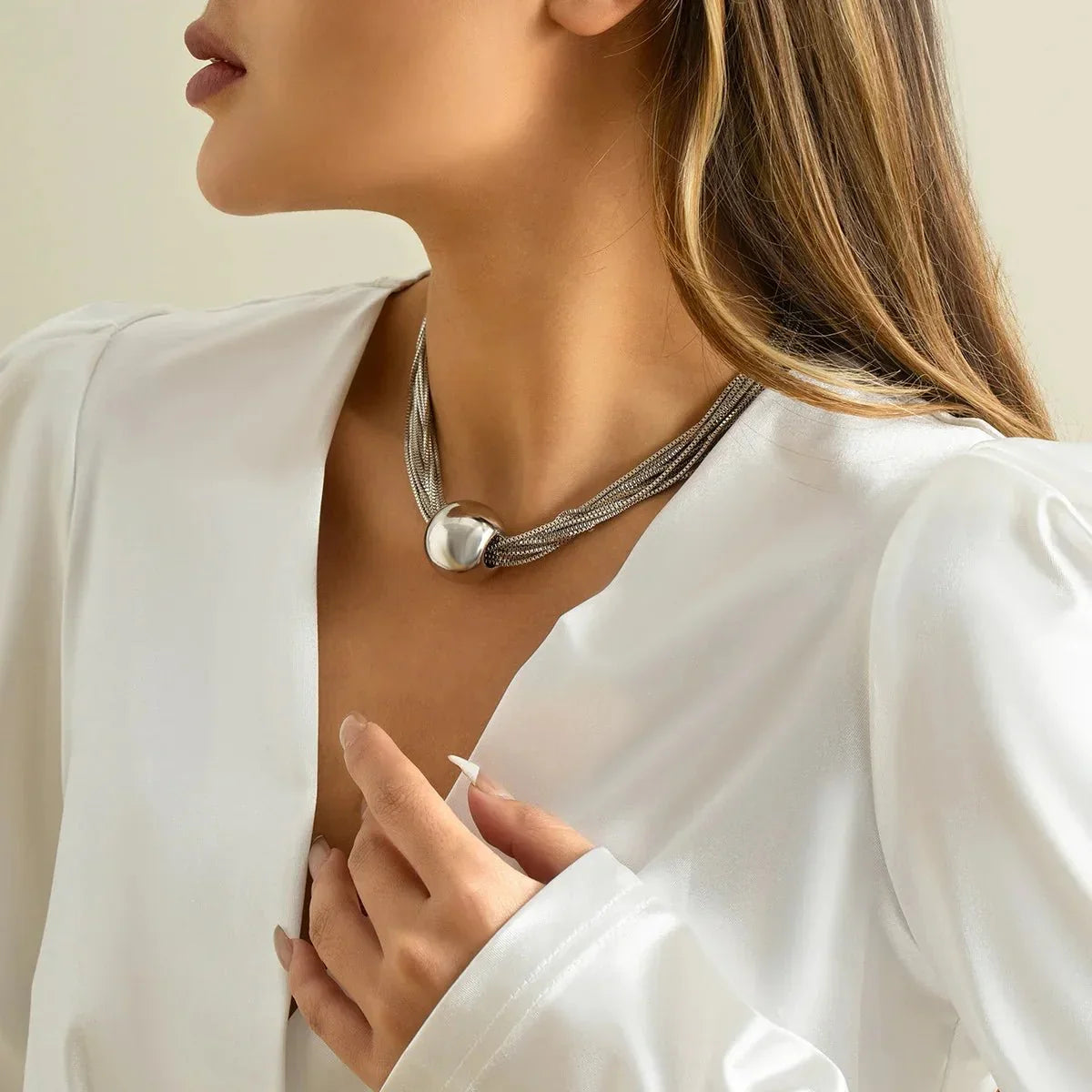 BowLift | Posh Multi Layered Chain Ball Necklace and Bracelet