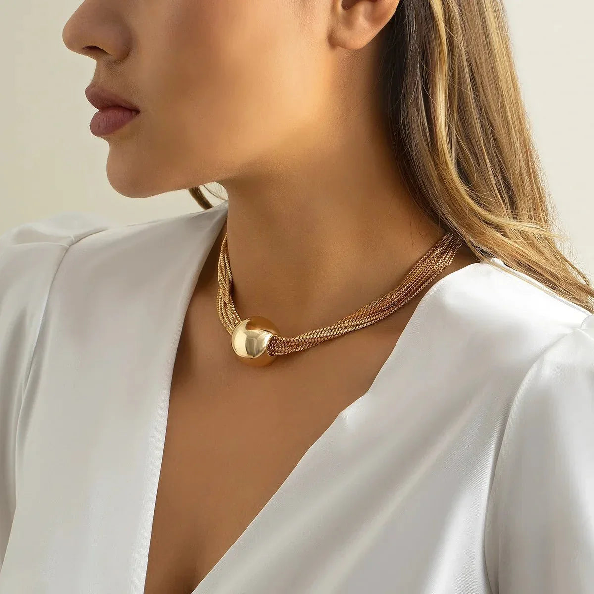 BowLift | Posh Multi Layered Chain Ball Necklace and Bracelet