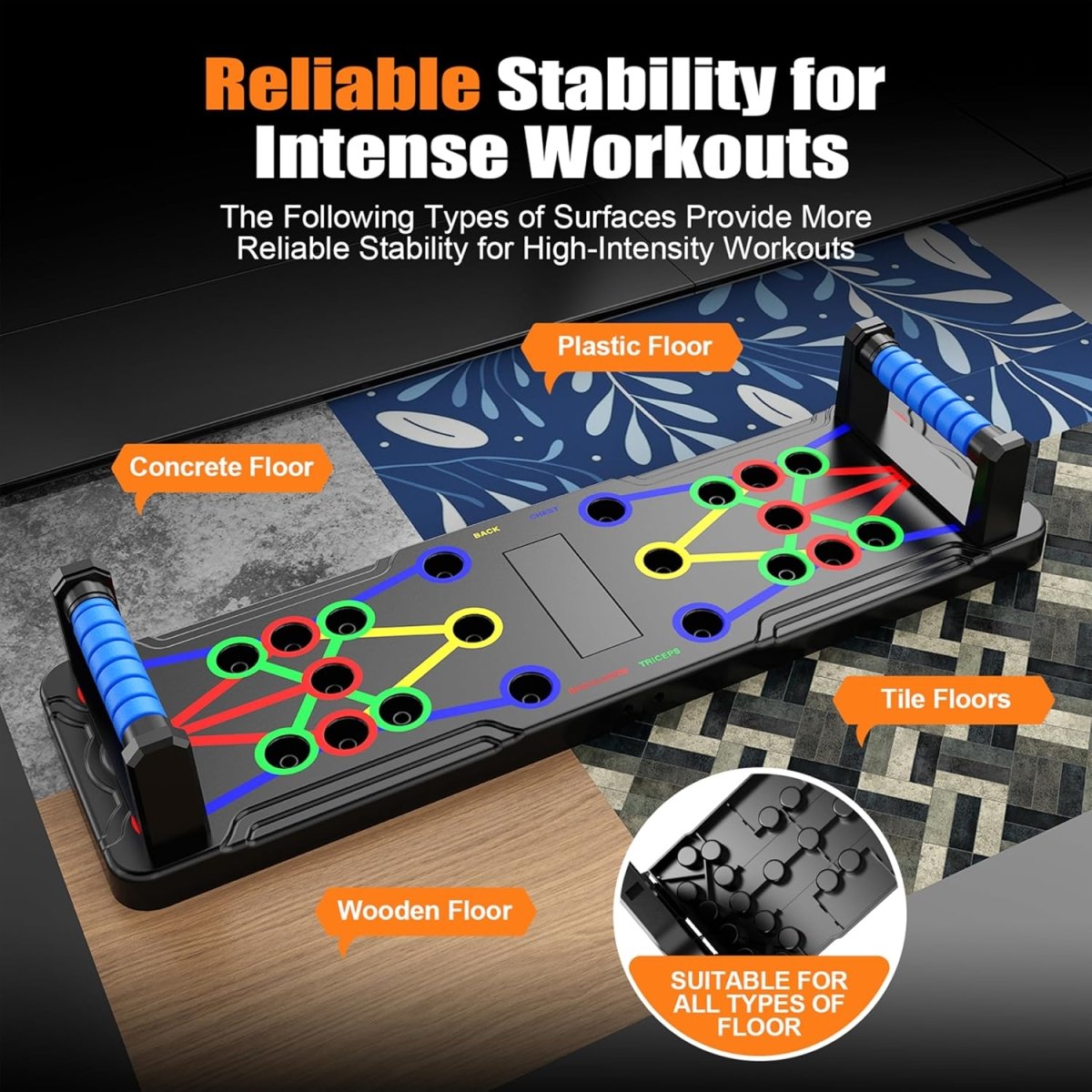 Kalsten | Powerflex Push-Up Training Board – Color-Coded Chest, Shoulder & Triceps Workout – Durable & Portable Design – All Fitness Levels