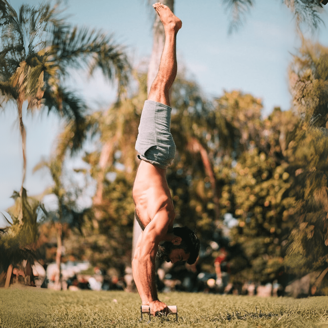 BowLift | PowerGrip Wooden Push Parallettes – Ergonomic Handstand Bars with Anti-Slip Base for Strength Training
