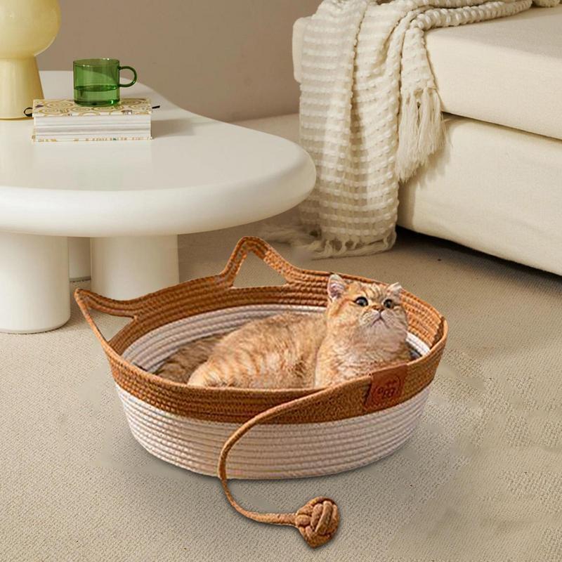 Hand-woven Cotton Rope Cat Bed Bowlift