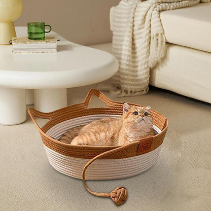 Hand-woven Cotton Rope Cat Bed Bowlift