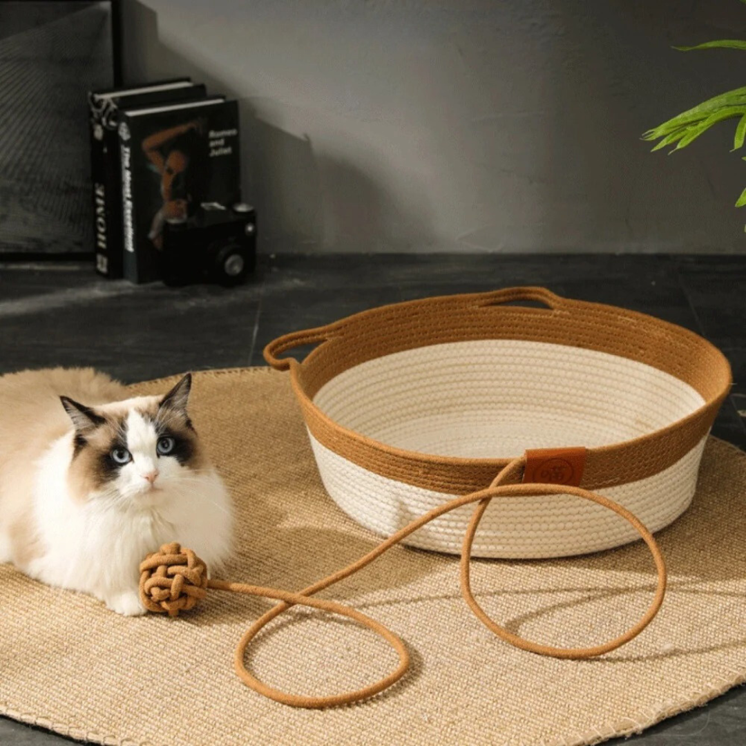 Hand-woven Cotton Rope Cat Bed Bowlift