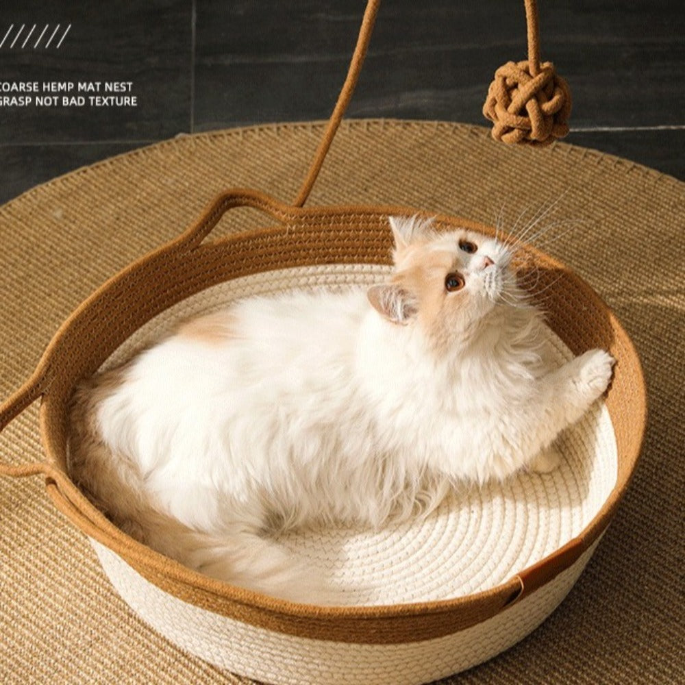 Hand-woven Cotton Rope Cat Bed Bowlift