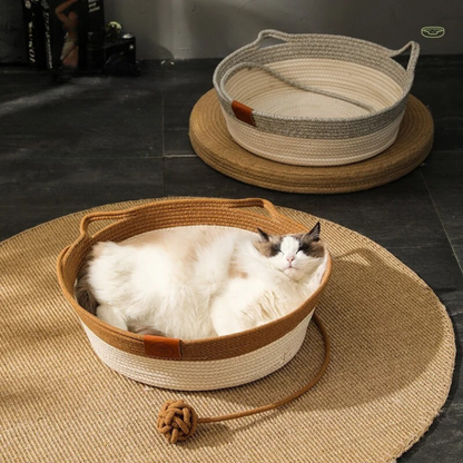 Hand-woven Cotton Rope Cat Bed Bowlift