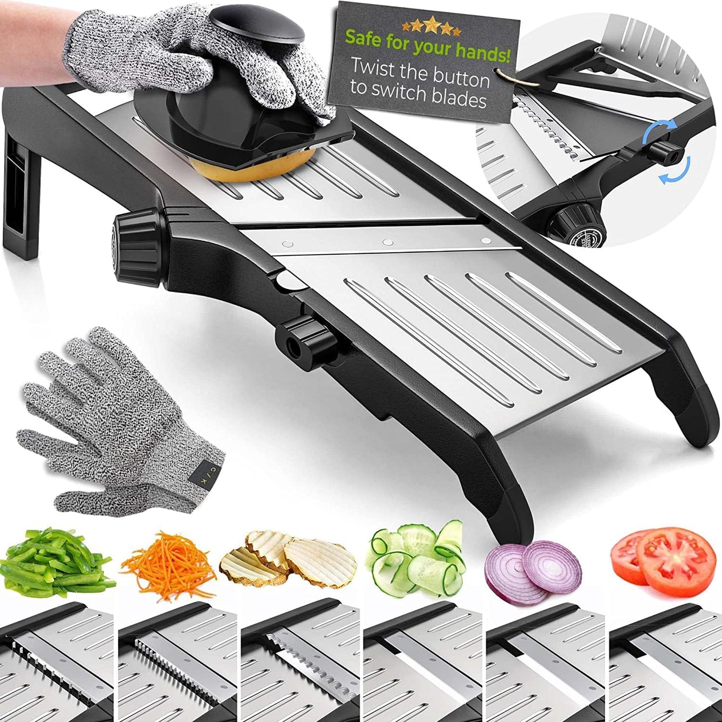 High-quality vegetable slicer with cut-resistant gloves