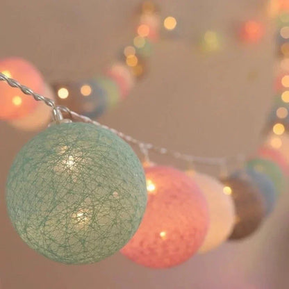 Kalsten | Pretty Pastel Cotton Ball Fairy Lights Garland