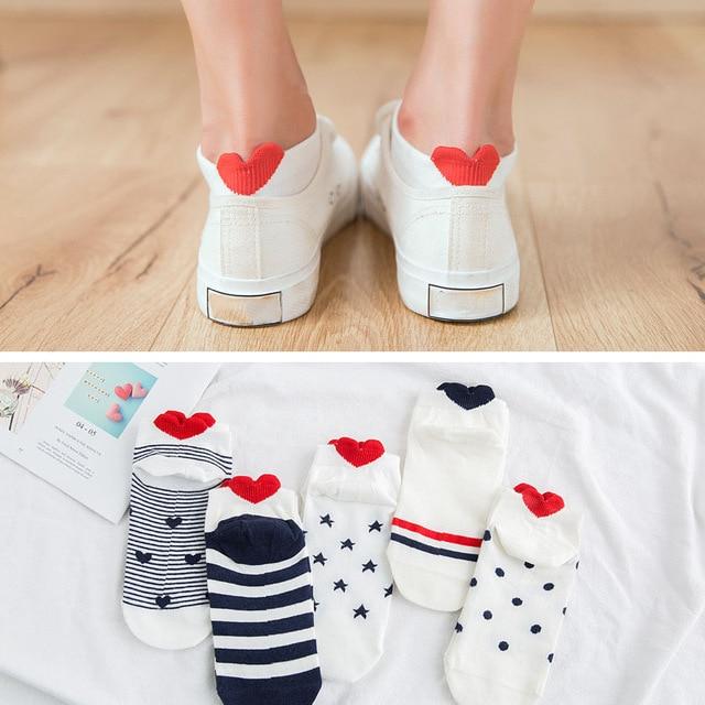 5 Set Heart Ankle Socks | Bowlift