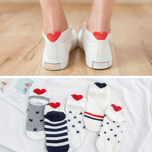 5 Set Heart Ankle Socks | Bowlift