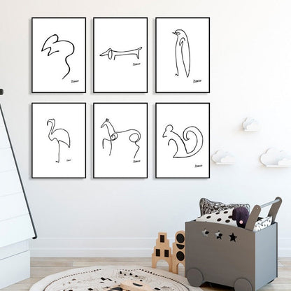 Animal Sketches - Canvas Wall Art Paintings