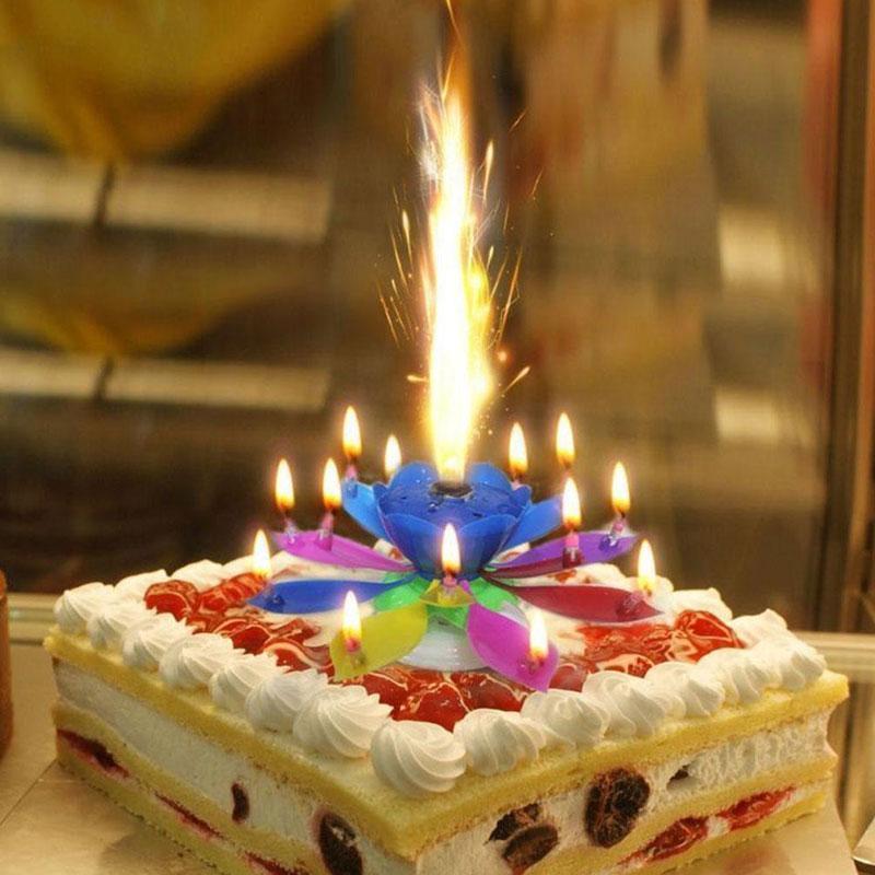 Rotating Lotus Cake Candle | Bowlift