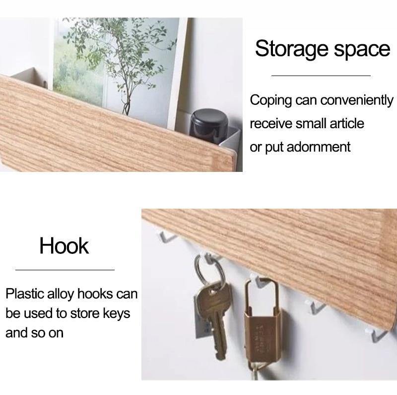Skanto | KeyOrganize Wooden Key Holder Wall Shelf | Multifunctional & Stylish | Wall Decor & Storage