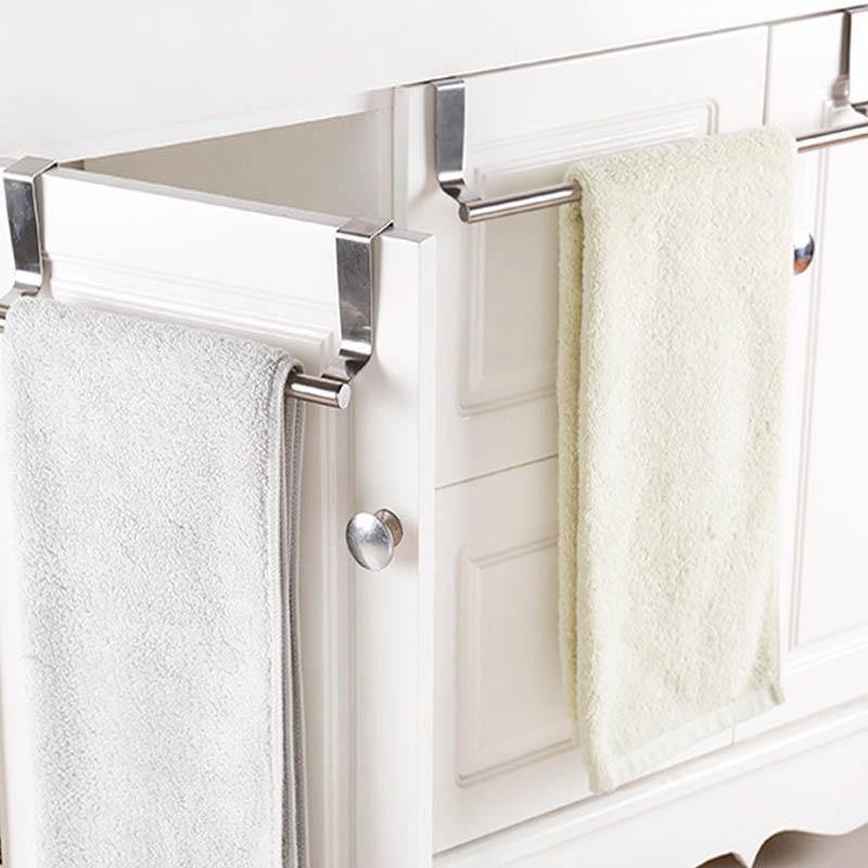 Stainless steel towel rail for cabinet doors