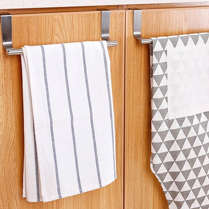 Stainless steel towel rail for cabinet doors