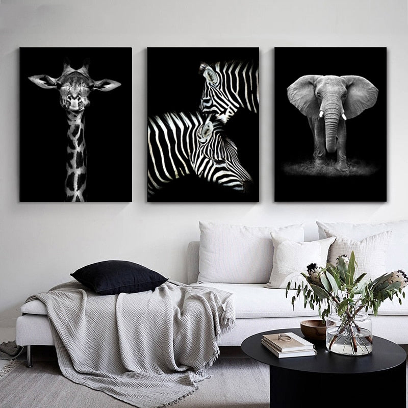 Nature, African Wildlife, Wild Animals, Black and White - Canvas Print