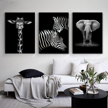 Nature, African Wildlife, Wild Animals, Black and White - Canvas Print