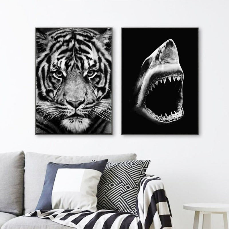 Nature, African Wildlife, Wild Animals, Black and White - Canvas Print