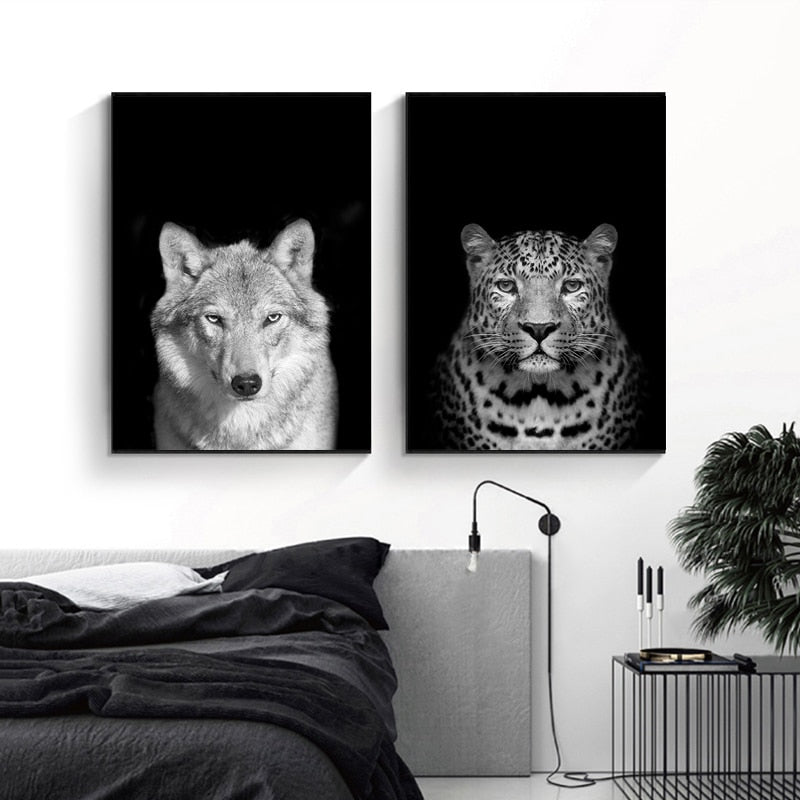 Nature, African Wildlife, Wild Animals, Black and White - Canvas Print