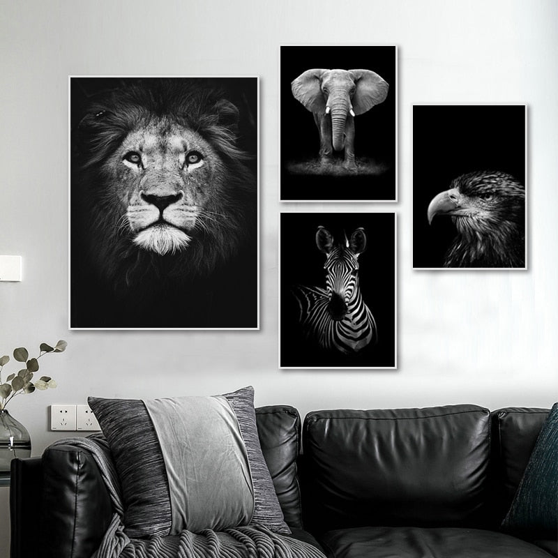 Nature, African Wildlife, Wild Animals, Black and White - Canvas Print
