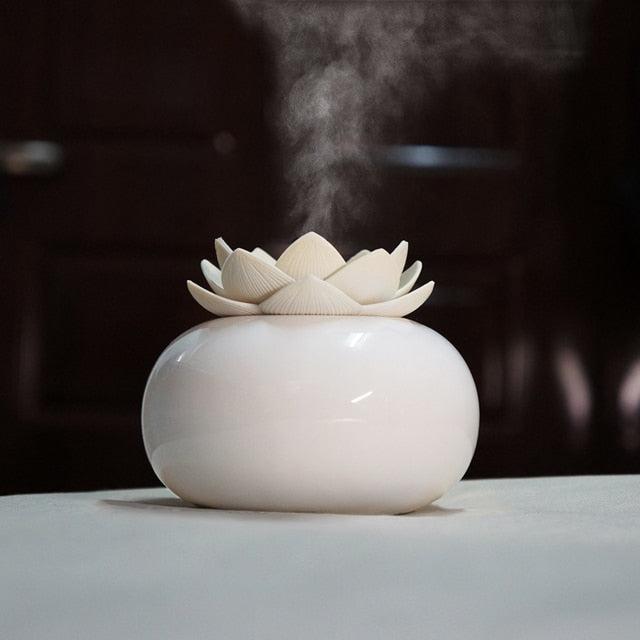 BowLift | Lotiscent | Ceramic Lotus Aroma Humidifier – Ultrasonic Essential Oil Diffuser for Relaxation & Wellness