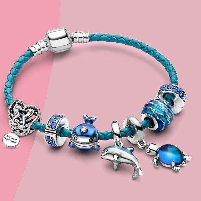 Skanto | Ocean Breeze Bracelet with Charms in Leather and Silver - Julia