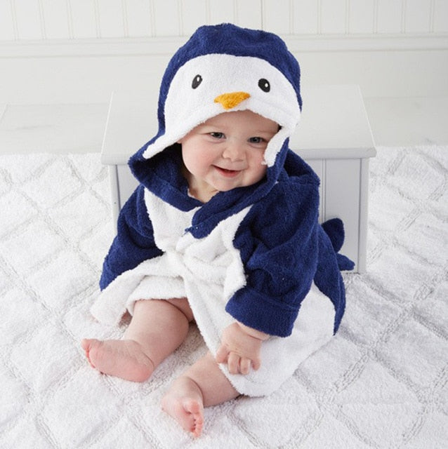 Hooded towel with animal motif