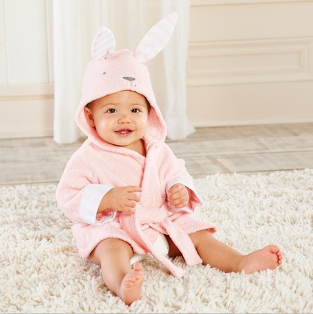 Hooded towel with animal motif