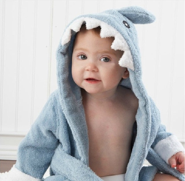 Hooded towel with animal motif