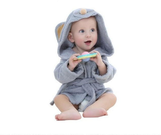 Hooded towel with animal motif